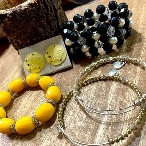 Vintage San-dollar earrings & Vintage jewelry bundle costume jewelry bracelets